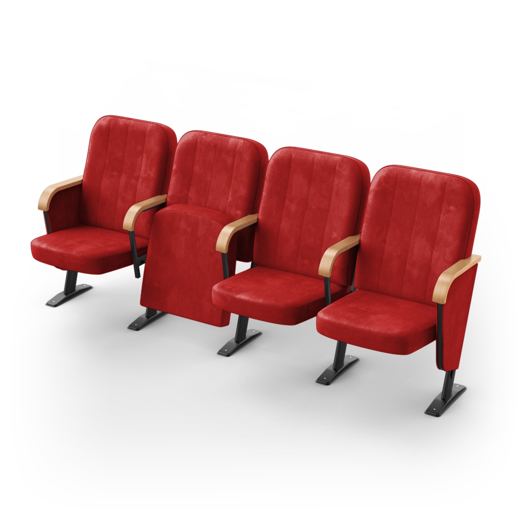 Крісло секційне ПРЕМ'ЄРА СОНАТА з фанерним підлокітником та фальшпанелями, 4 секції